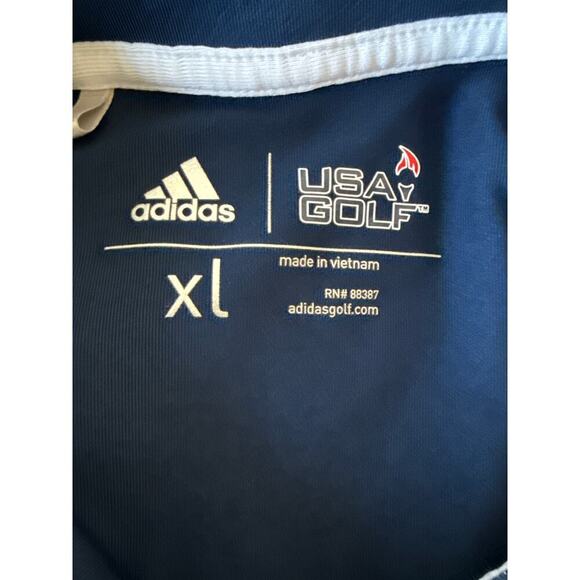 ADIDAS USA Golf Polo Shirt Navy Red White Lace Stars Flag AF2701 Womens XL EUC - Picture 5 of 8